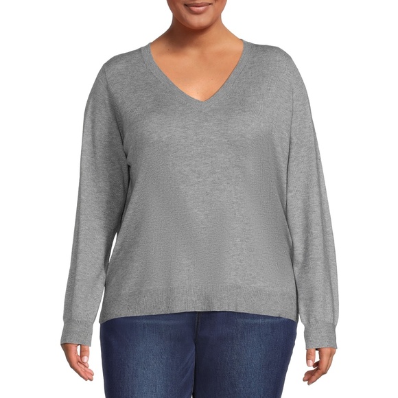 Terra & Sky Women's Plus Size V-Neck Sweater, Lightweight - Size 2X - Picture 2 of 8